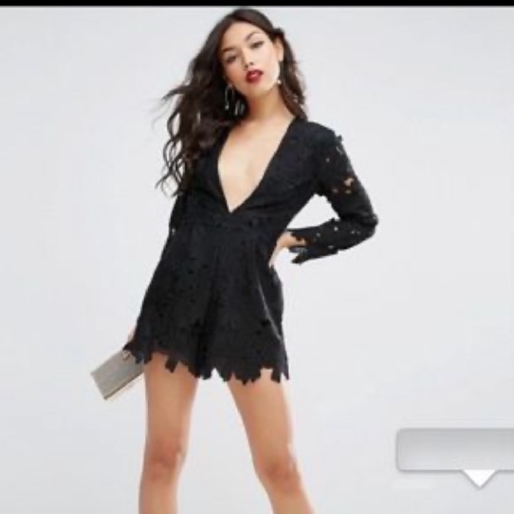 ASOS Premium Low Plunge Cutwork Lace Romper